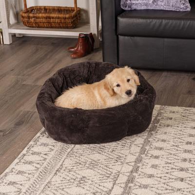 Show full view: FurHaven Luxury Faux Fur Self-Warming Hi-Lo Donut Cat & Dog Bed, Sable Brown, Medium slide 5 of 11