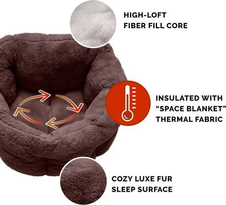 Show full view: FurHaven Luxury Faux Fur Self-Warming Hi-Lo Donut Cat & Dog Bed, Sable Brown, Medium slide 7 of 11