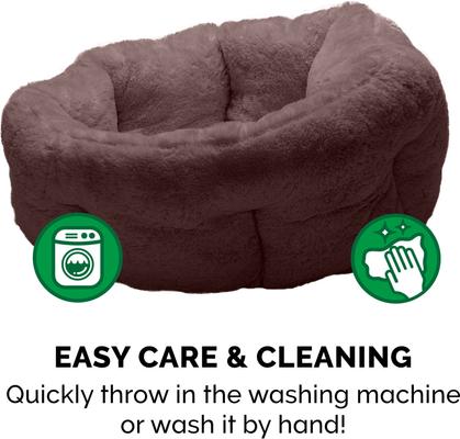 Show full view: FurHaven Luxury Faux Fur Self-Warming Hi-Lo Donut Cat & Dog Bed, Sable Brown, Medium slide 9 of 11