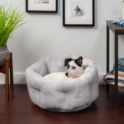 FurHaven Luxury Faux Fur Self-Warming Hi-Lo Donut Cat & Dog Bed, Gray, Small slide 1 of 9