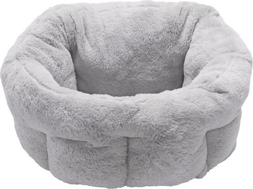 Show full view: FurHaven Luxury Faux Fur Self-Warming Hi-Lo Donut Cat & Dog Bed, Gray, Small slide 3 of 10