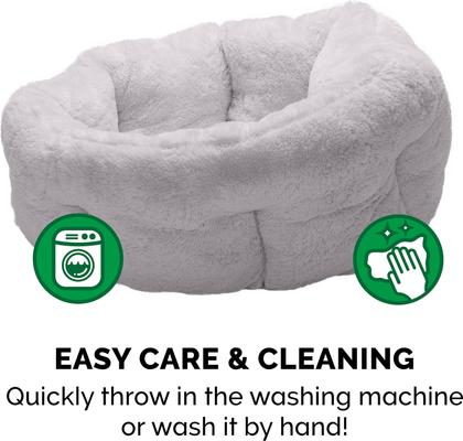 Show full view: FurHaven Luxury Faux Fur Self-Warming Hi-Lo Donut Cat & Dog Bed, Gray, Small slide 7 of 10