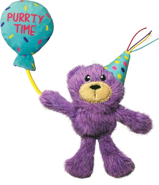 KONG Cat Occasions Birthday Teddy Plush Cat Toy with Catnip slide 1 of 4