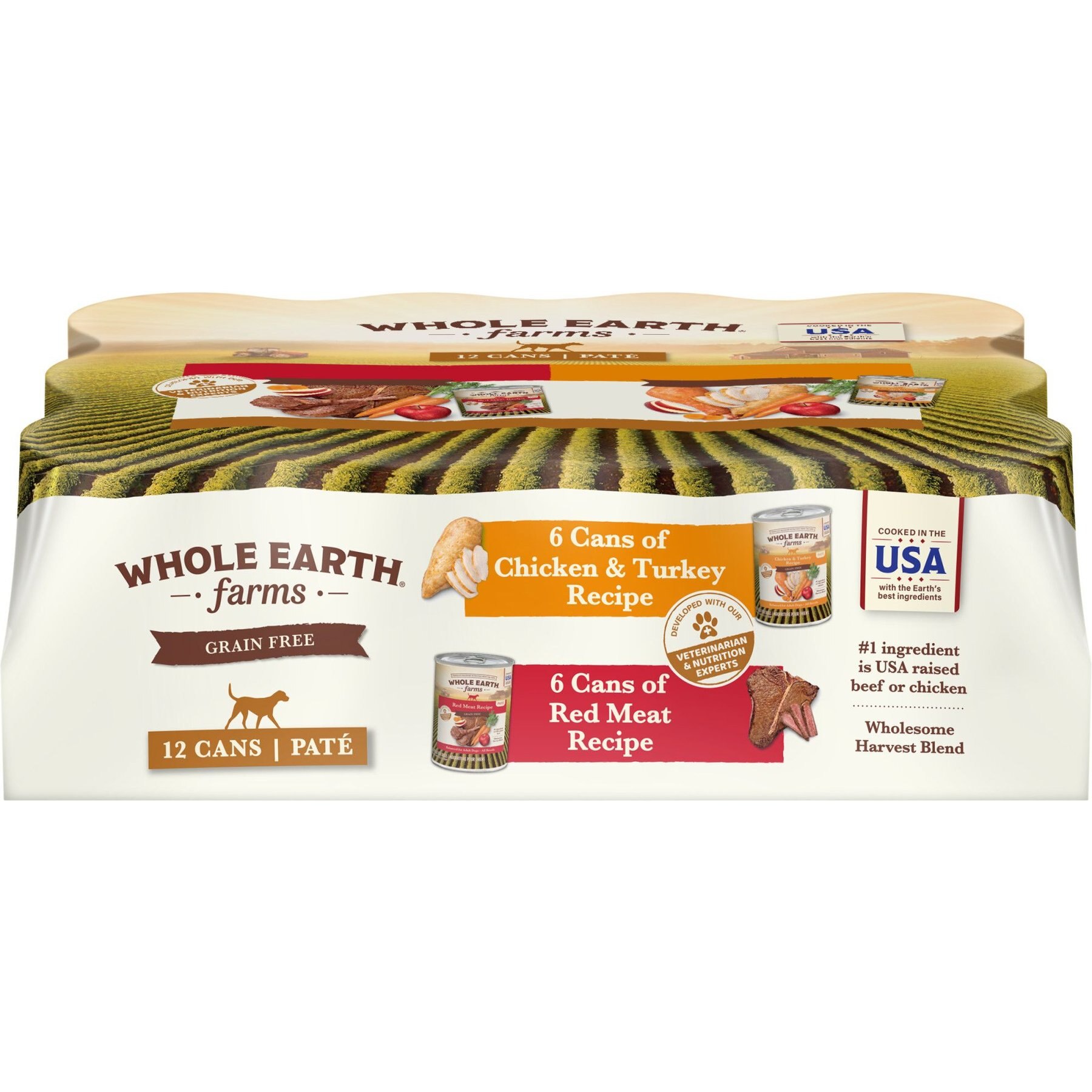 Whole Earth Farms Real Chicken, Turkey & Salmon Morsels in Gravy Recipes Grain-Free Variety Pack Wet Cat Food, 5-oz can, case of 24
