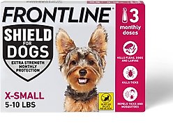 Frontline Shield Flea & Tick Treatment for Extra Small Dogs, 5 - 10 lbs, 3 doses (3-Month Protection)