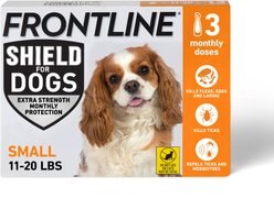Frontline Shield Flea & Tick Treatment for Small Dogs, 11 - 20 lbs, 3 doses (3-Month Protection)