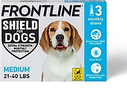 Frontline Shield Flea & Tick Treatment for Medium Dogs, 21 - 40 lbs, 3 doses (3-Month Protection) slide 1 of 9