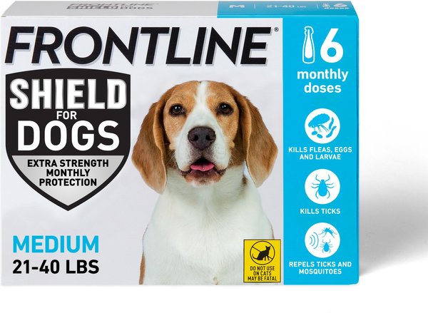 Frontline Shield Flea & Tick Treatment for Medium Dogs, 21 - 40 lbs, 6 doses (6-Month Protection) slide 1 of 11