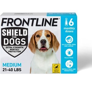 Frontline Shield Flea & Tick Treatment for Medium Dogs, 21 - 40 lbs, 6 doses (6-Month Protection)