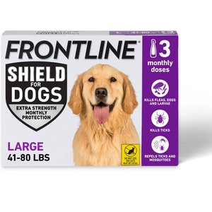 Frontline Shield Flea & Tick Treatment for Large Dogs, 41 - 80 lbs, 3 doses (3-Month Protection)