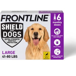 Frontline Shield Flea & Tick Treatment for Large Dogs, 41 - 80 lbs, 6 doses (6-Month Protection)
