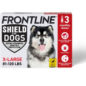 Frontline Shield Flea & Tick Treatment for Extra Large Dogs, 81 - 120 lbs, 3 doses (3-Month Protection)