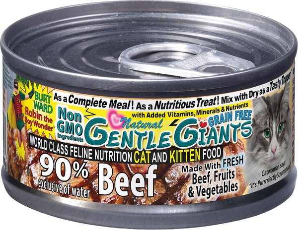 Gentle Giants Natural Non-GMO Beef Grain-Free Cat & Kitten Canned Cat Food, 3-oz, case of 24