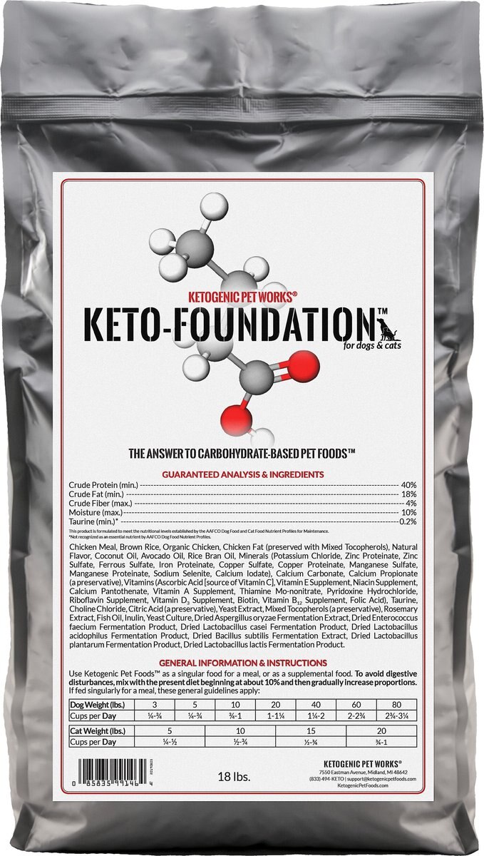 KETOGENIC PET FOOD Keto Foundation Dog & Cat Dry Food, 18lb bag
