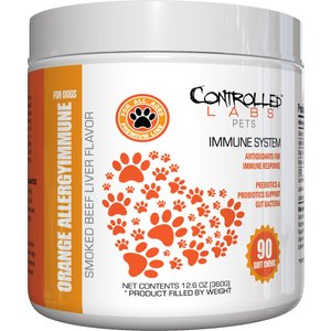 Controlled Labs Pets Orange Allergy Immune System Smoked Beef Flavor Soft Chews Dog Supplement, 90 count