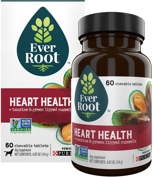 EverRoot by Purina Heart Health + Taurine & Green Lipped Mussels Chewable Tablets Dog Supplement, 60 count slide 1 of 10
