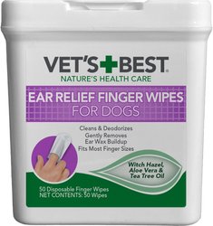 Vet's Best Ear Relief Finger Dog Wipes, 50 count