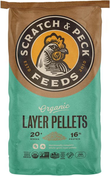 Scratch and Peck Feeds Organic Layer 16% Pellets Chicken Food, 25-lb bag slide 1 of 4