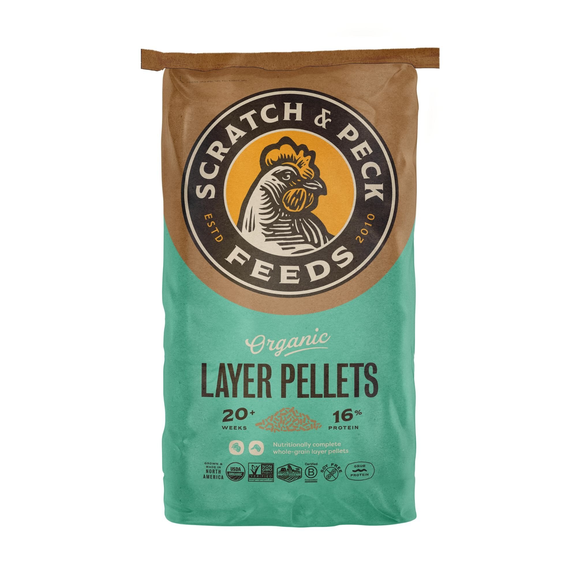 SCRATCH AND PECK FEEDS Organic Chicken & Duck Feed Layer Pellets 16