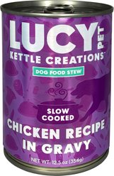 Lucy Pet Products Kettle Creations Chicken Recipe in Gravy Wet Dog Food, 12.5-oz can, case of 12