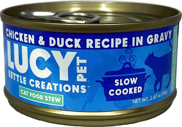 Lucy Pet Products Kettle Creations Chicken & Duck Recipe in Gravy Wet Cat Food, 2.47-oz can, case of 12 slide 1 of 7