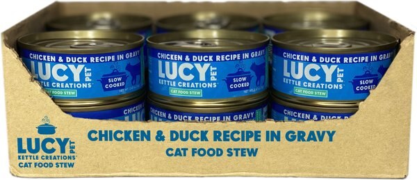 Lucy Pet Products Kettle Creations Chicken & Duck Recipe in Gravy Wet Cat Food, 2.47-oz can, case of 12