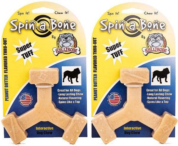 BulliBone Spin-a-Bone Peanut Butter Flavor Dog Chew Toy, Small, 2 count slide 1 of 1