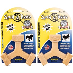 BulliBone Spin-a-Bone Peanut Butter Flavor Dog Chew Toy, Small, 2 count
