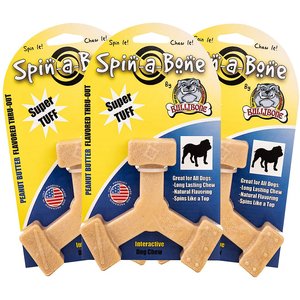 BulliBone Spin-a-Bone Peanut Butter Flavor Dog Chew Toy, Small, 3 count