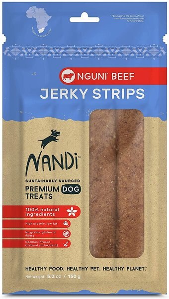 Nandi Nguni Beef Jerky Strips Dog Treats, 5.3-oz bag