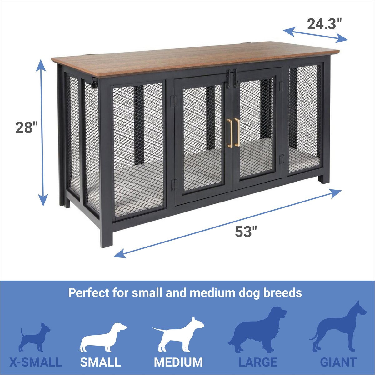 FRISCO Broadway Dog Crate Credenza & Mat Kit, White, 53 x 24.3 x 27  inches 