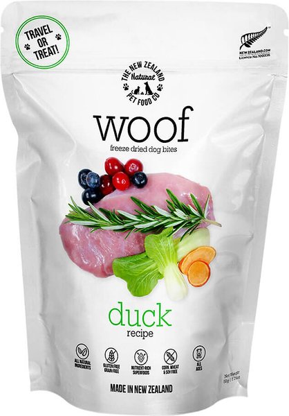 The New Zealand Natural Pet Food Co. Woof Duck Recipe Grain-Free Freeze-Dried Dog Treats, 1.76-oz bag slide 1 of 3