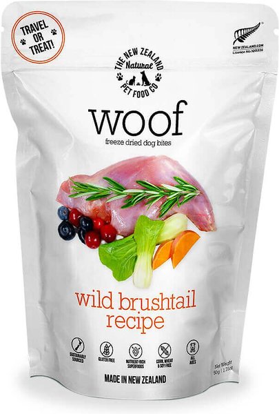 The New Zealand Natural Pet Food Co. Woof Wild Brushtail Recipe Grain-Free Freeze-Dried Dog Treats, 1.76-oz bag slide 1 of 3