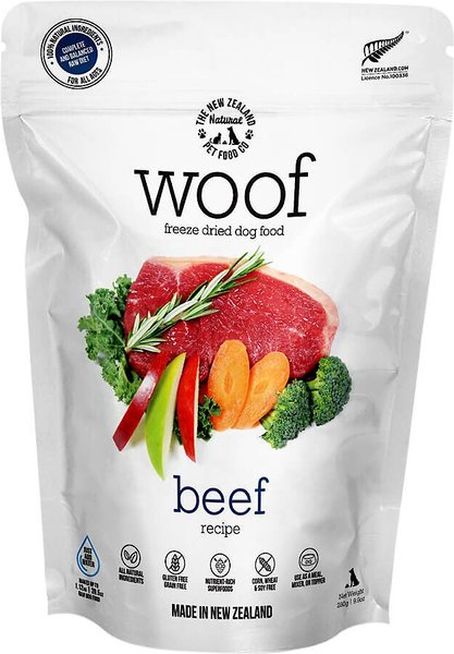 The New Zealand Natural Pet Food Co. Woof Beef Recipe Grain-Free Freeze-Dried Dog Food, 9-oz bag slide 1 of 3