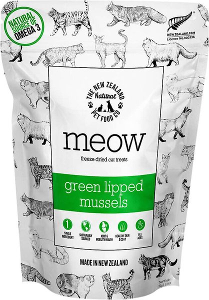 The New Zealand Natural Pet Food Co. Meow Green Lipped Mussels Freeze-Dried Cat Treat, 1.76-oz bag slide 1 of 3