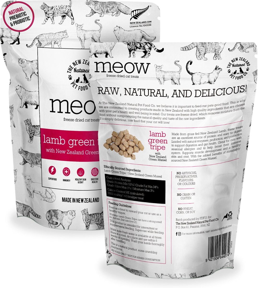 THE NEW ZEALAND NATURAL PET FOOD CO. Meow Lamb Green Tripe with Green ...