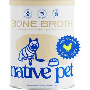 Native Pet Organic Chicken Bone Broth Powder Dog & Cat Food Topper, 11.5 oz