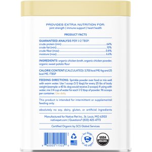 Native Pet Organic Chicken Bone Broth Powder Grain-Free Dog Food Topper, 11.5-oz