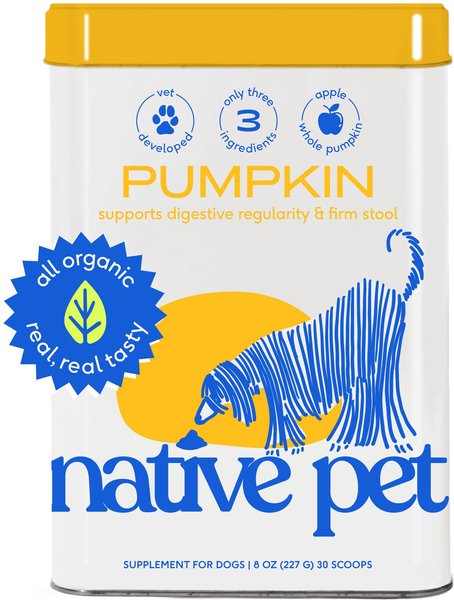 Native Pet Organic Pumpkin Fiber & Diarrhea Relief Powder Dog Supplement, 8 oz. slide 1 of 8