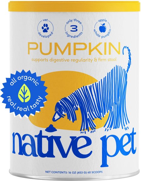 Native Pet Organic Pumpkin Fiber & Diarrhea Relief Powder Dog Supplement, 16 oz. slide 1 of 8