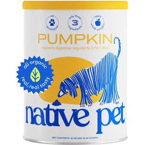 Native Pet Organic Pumpkin Fiber & Diarrhea Relief Powder Dog Supplement, 16 oz.