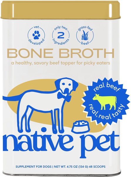 Native Pet Beef Bone Broth Powder Dog & Cat Food Topper, 4.75-oz can slide 1 of 9