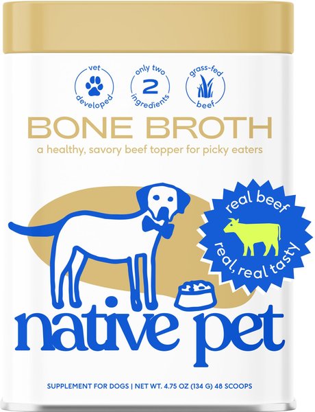 Native Pet Beef Bone Broth Powder Dog & Cat Food Topper, 4.75-oz can slide 1 of 9
