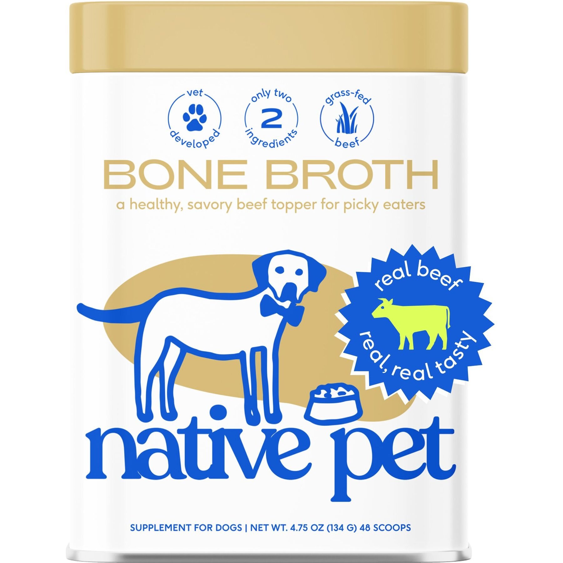 Native Pet Beef Bone Broth Powder Grain Free Dog Cat Food Topper 4.75 oz