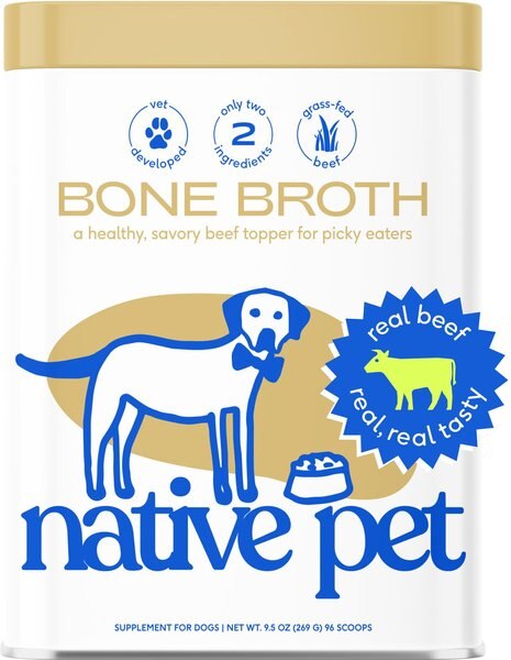 Native Pet Beef Bone Broth Powder Dog & Cat Food Topper, 9.5-oz can slide 1 of 9