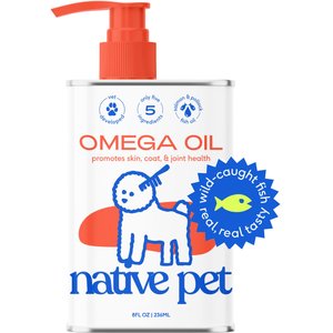 Native Pet Omega-3 Fish Oil & Alaskan Salmon Oil Skin & Coat Health Supplement for Dogs, 8-oz