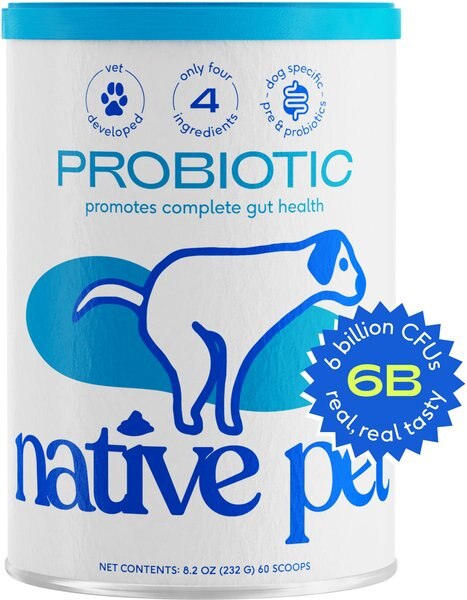 Native Pet Vet-Formulated Probiotic & Prebiotic Digestive Issues Powder Supplement for Dogs, 8.2-oz can slide 1 of 9