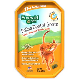 Emerald Pet Feline Dental Treats with Chicken Cat Treats, 11-oz bag