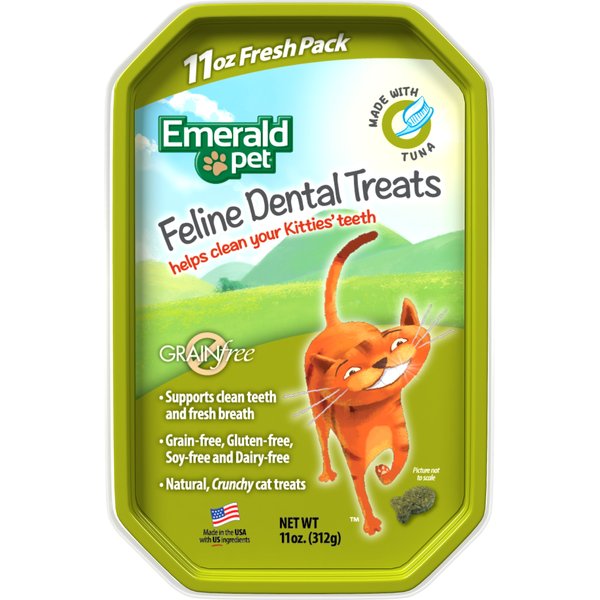 EMERALD PET Feline Dental Treats with Chicken Cat Treats 11 oz