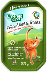 Emerald Pet Feline Dental Catnip Flavor Grain-Free Cat Treats, 11-oz bag